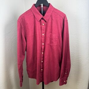 UNTUCKit Sherwood Flannel Shirt Men XL Burgundy 100% Cotton Long Sleeve